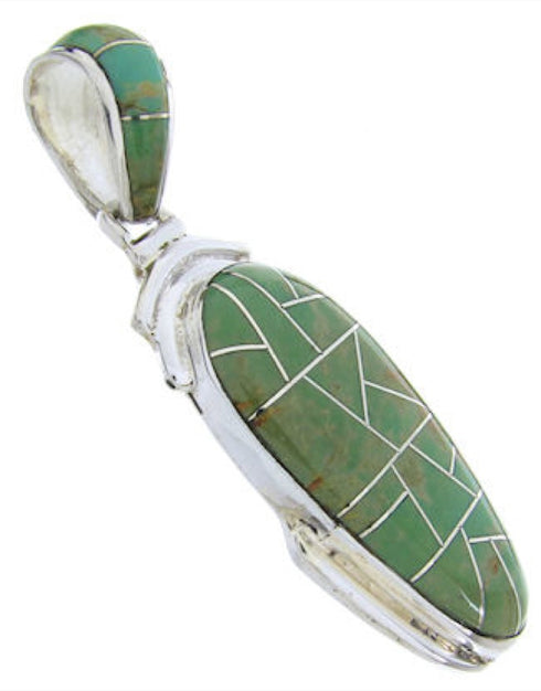 Turquoise Inlay Sterling Silver Southwest Pendant MW67731